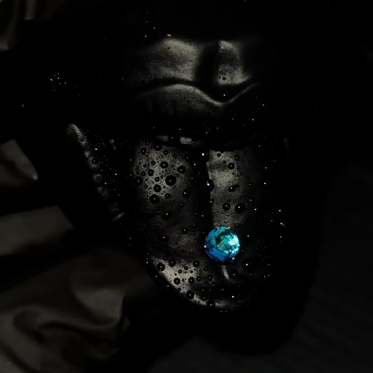 Gradient Blue Disco Ball Tongue Stud - alternate view