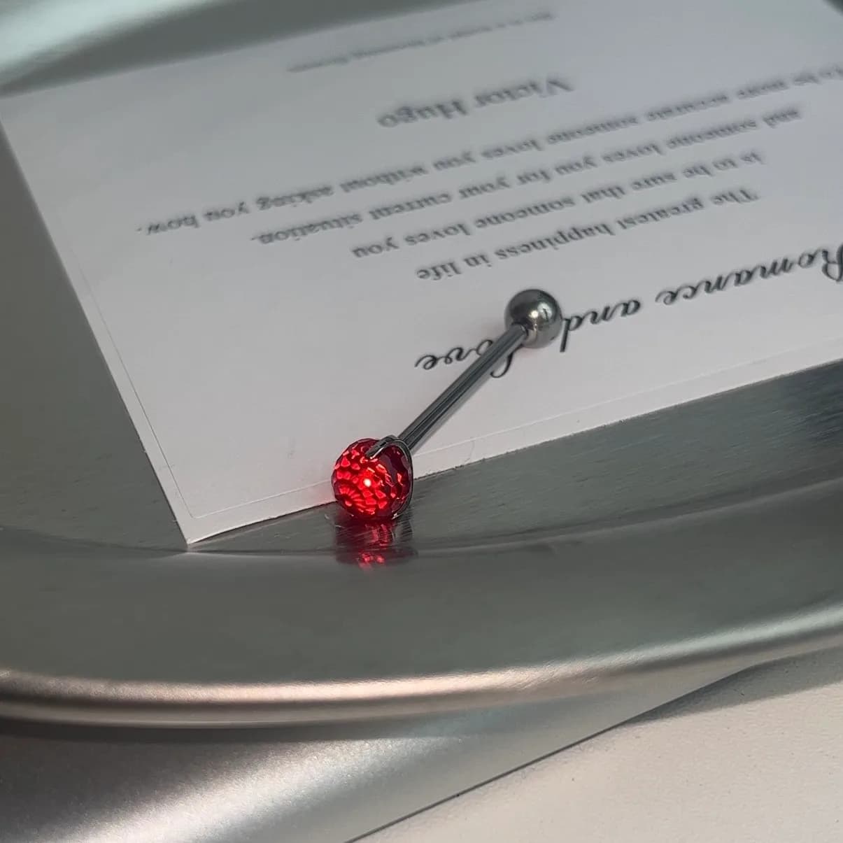 Red Disco Ball Tongue Stud - alternate view
